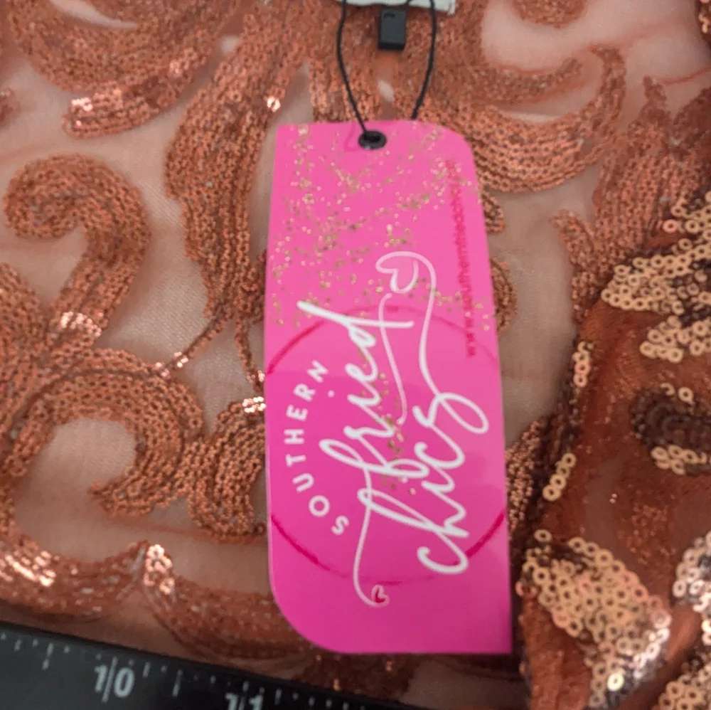 Southern Fried Chics NWT Copper Sequin Duster Medium